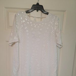 White short sleeve sequin dress